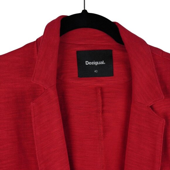 Desigual Womens Red Embroidered Long Sleeve Blazer Jacket Size tall S - Picture 2 of 6